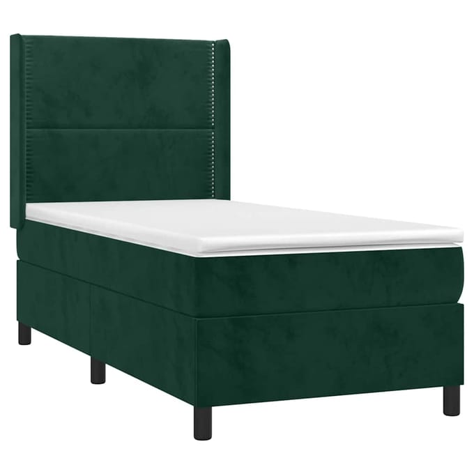 vidaXL - Boxspring - met - matras - fluweel - donkergroen - 90x200 - cm