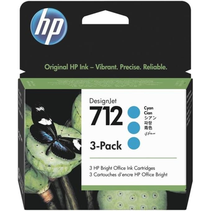 HP 712 3-pack cyaan (Origineel Hoge Capaciteit)