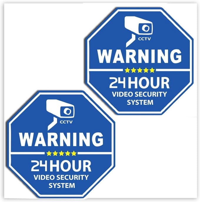 Set van 2 Vinylstickers voor Veiligheidscamera Decoratie - Waterdicht en UV-bestendig
