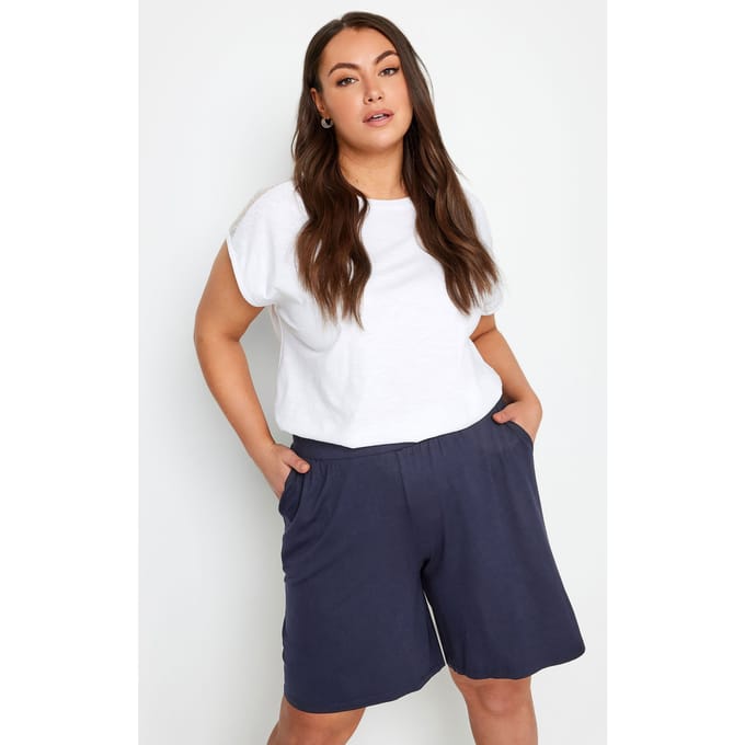 Yours Korte Broek Van Jersey In Donkerblauwsize 48
