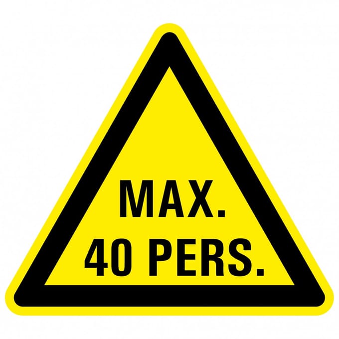 Waarschuwingssticker max. 40 personen 100 mm