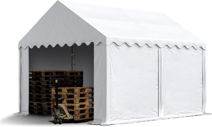 Opslagtent 3x4 m beschutting met PVC zeil 700 N waterdicht wit