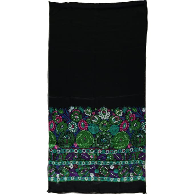 Roberto Cavalli Zwart en Multikleur Bloemenprint Sjaal - '10s