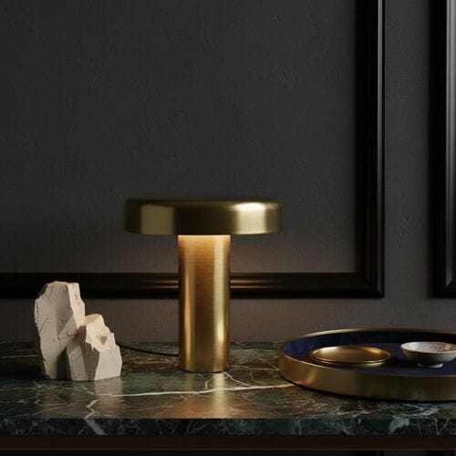 LUSENZ Arcene - Retro Tafellamp Goud Metaal 30 cm - Dressoir lamp - Gecoat metaal - E14 fitting - Met aan/uit-schakelaar