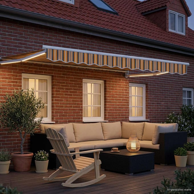 vidaXL - Elektrisch - Uitschuifbare - Zonneluifel - Geel - en - Grijs - 2,5 - x - 2 - m