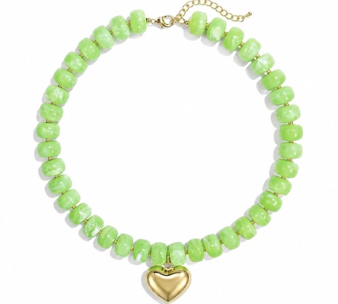 Boho green ketting hartje