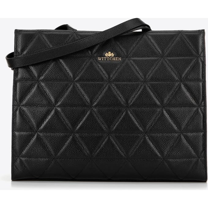 Wittchen Dames leren shopper met geometrische stiksels, zwart en goud