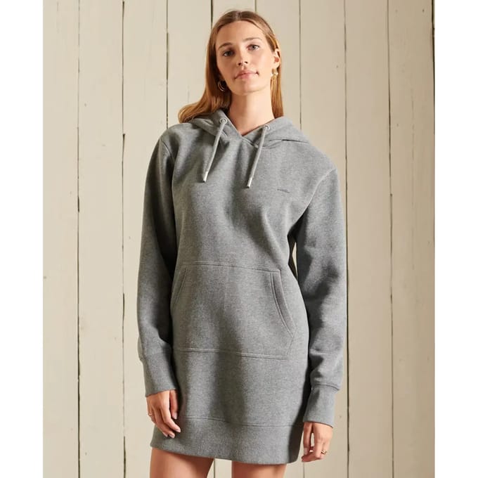 Superdry Vintage Logo Embroidered Lang Mouw Jurk Grijs XS Vrouw