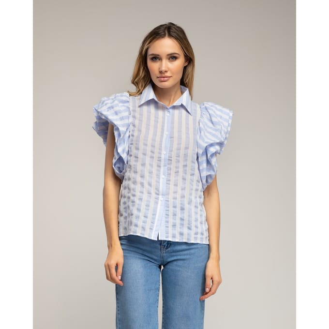 Gestreepte blouse met pofmouwen