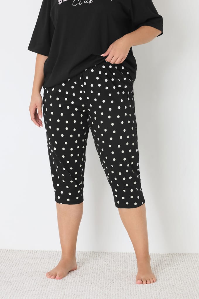 Yours Zwarte Polka Dot Breed Pijpbroek Size 46-48
