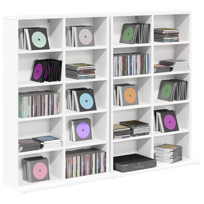 vidaXL - CD - Kast - 2 - st - Wit - 65 - x - 23,5 - x - 97,5 - cm - Bewerkt - hout