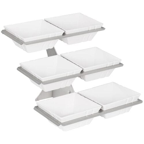 GGM Gastro Etagerie / Buffetständer - inkl. 6 Melaminschalen - eckig Zilver / Wit