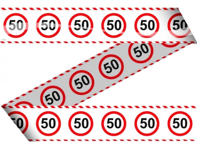 Afzetlint 50 jaar - 3x stuks - stopbord - 15 meter - Abraham/Sarah versiering - markeerlint