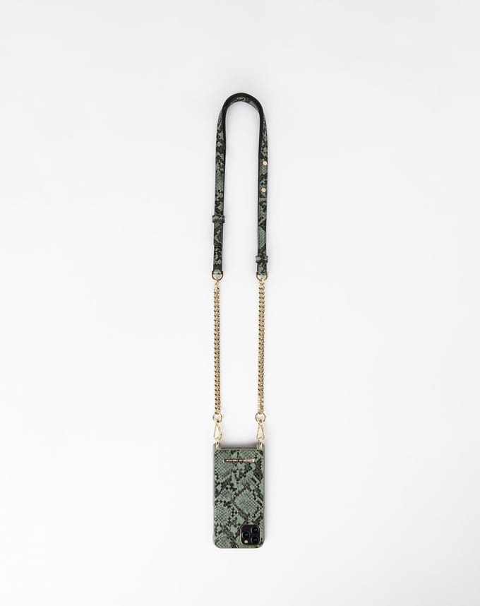 iDeal of Sweden Phone Necklace Case voor iPhone 11/XR Khaki Python