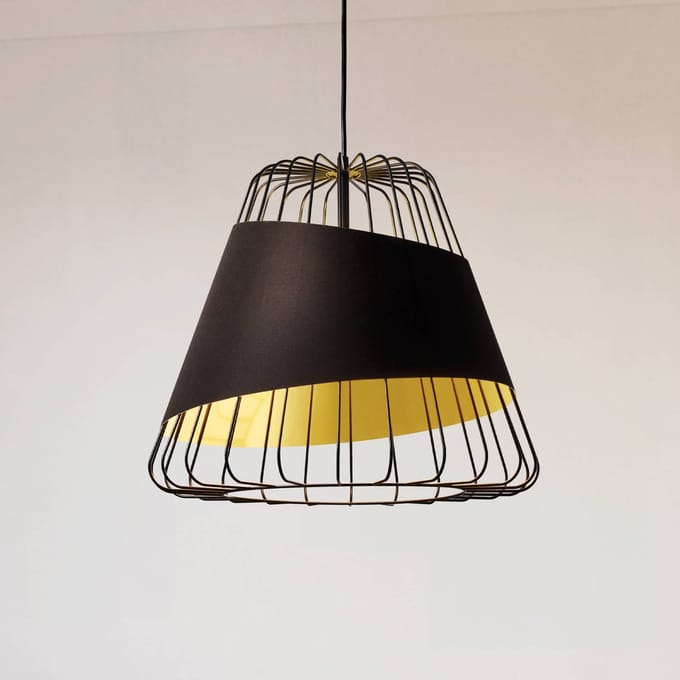 EGLO Austell hanglamp, Ø 43 cm, zwart/goud, metaal, stof