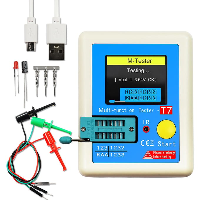 Transistormeter LCR-T7 Multifunctionele capaciteitsweerstandstester Transistor met kleurendisplay blauw
