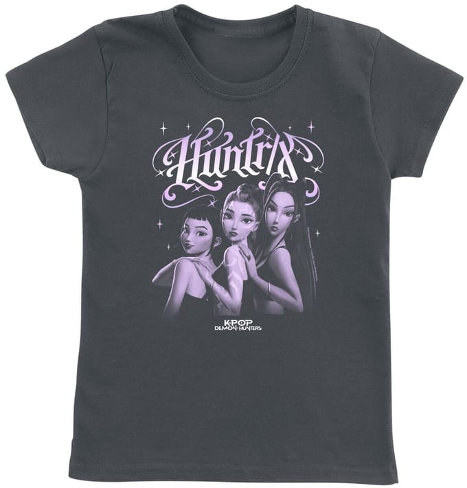 KPop Demon Hunters - Anime T-shirt voor kinderen - Huntrix - Gothic Gradient - voor meisjes - charcoal