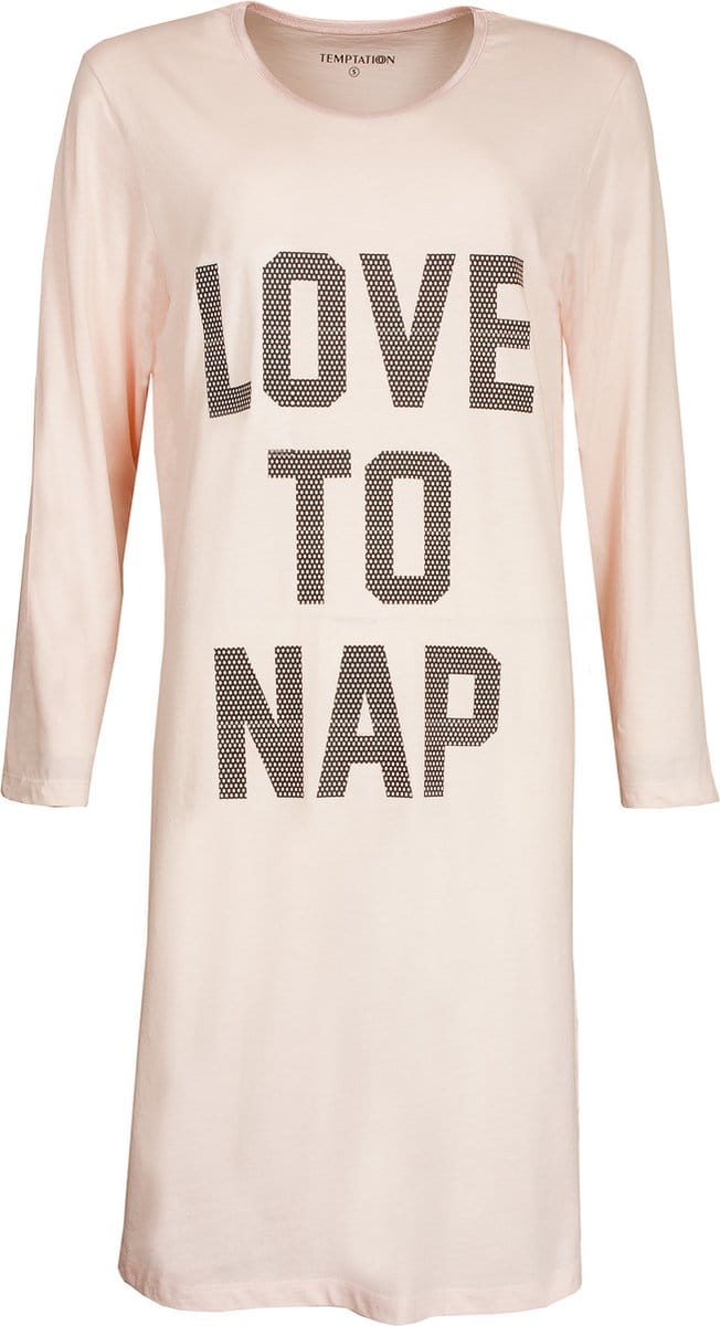 Temptation Dames Nachthemd - Bigshirt - Zalm Roze - Maat L