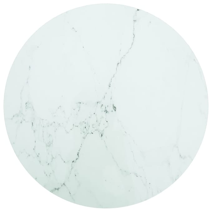 vidaXL - Tafelblad - Ø80x1 - cm - gehard - glas - met - marmeren - design - wit