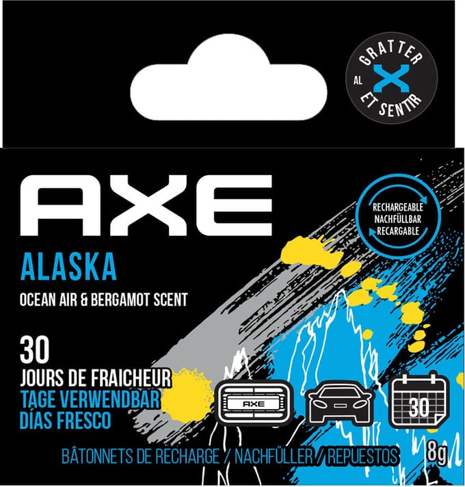 Axe Navulling Luchtverfrisser Alu Houder Alaska Zwart 2 Stuks