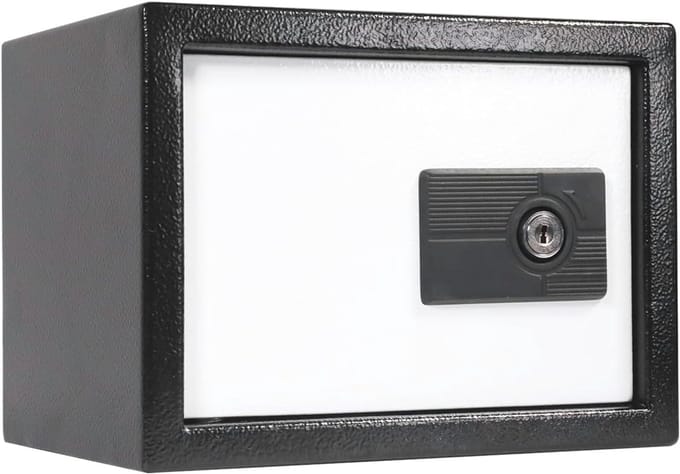 Compakte Meubelkluis met Sleutelslot - 14 Liter, Modern Design, Zwart-Wit