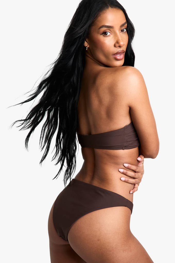 boohoo Dames Zwempak Essentials Bandeau Bikini Top | Chocoladebruin | Maat: 42