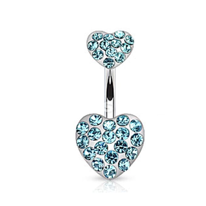 Navelpiercing dubbele hart - aqua - LMPiercings