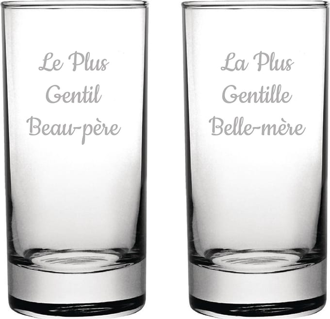 Longdrinkglas gegraveerd - 28,5cl - Le Plus Gentil Beau-père & La Plus Gentille Belle-mère