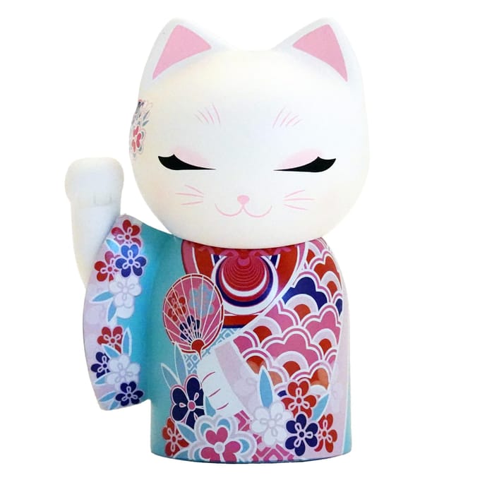 Kimmidoll Pop YUME 9cm hoog MNFL003 Maneki-neko (Gelukkige kat) - - white