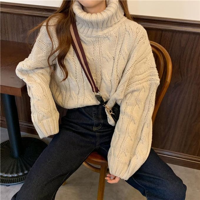 Vestes d'automne et d'hiver Veste décontractée ample de couleur unie Pull mode tricoté pour filles L abricot