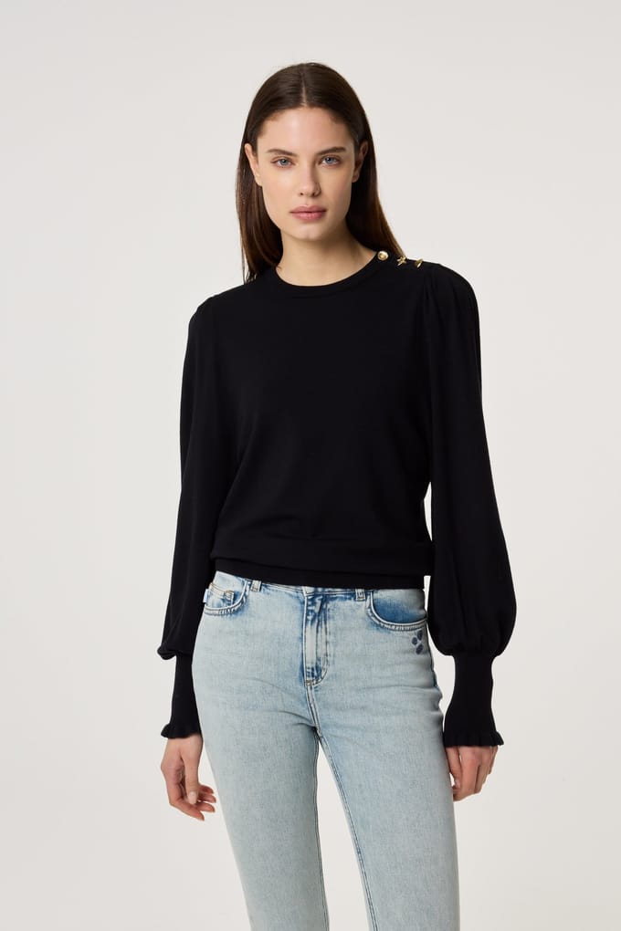 Fabienne Chapot Molly Balloon Pullover Black Maat: M | Longsleeves Outlet | Dames | Zwart
