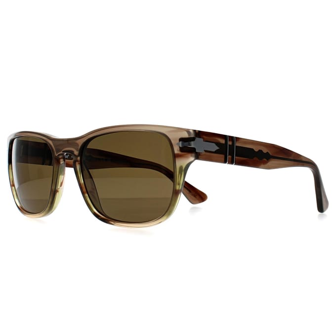Persol PO3341S 120757 gestreept bruin groen bruin gepolariseerde zonnebril