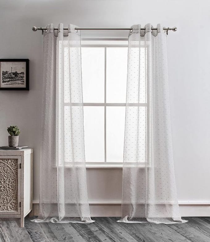 Luxe Grijze Raamgordijnen met 3D Lurex Versiering - 193x214 cm