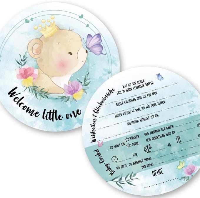 Babyshower Raadspel en Keerkaarten - 25 Dubbelzijdige Kaarten