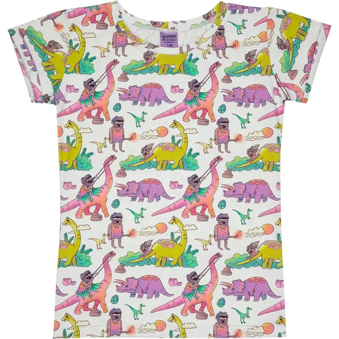 T-shirt dames Raspberry Republic Dino Riders Rainbow