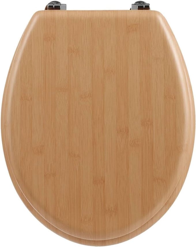 Comfortabele WC-Bril met Natuurlijke Bamboe-Look - Zachtsluitend en Stevig