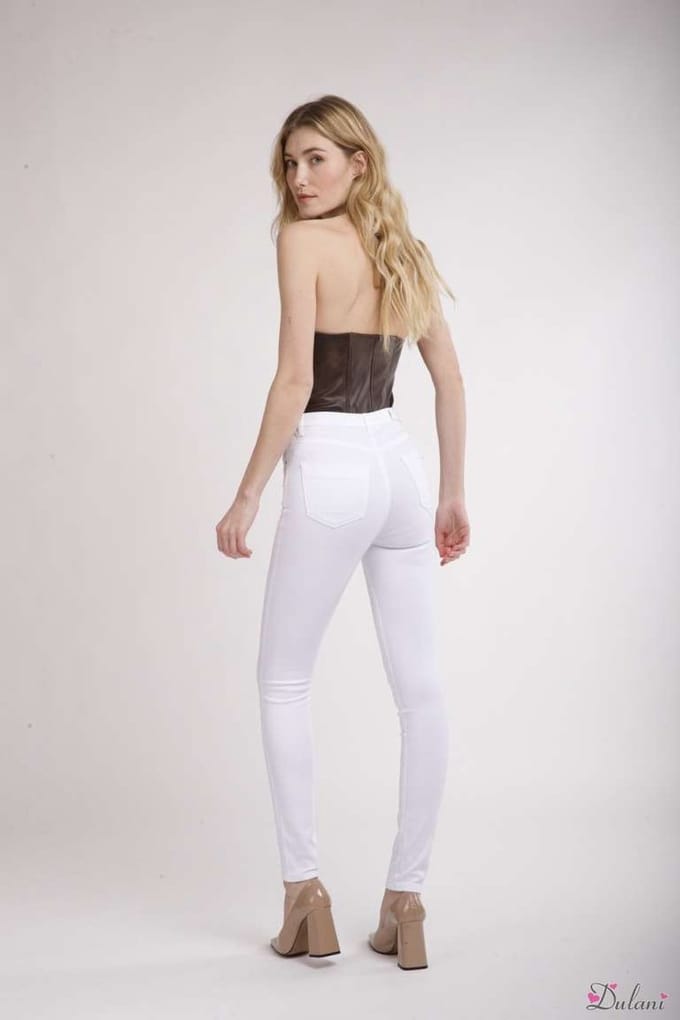 Broek Toxik3 hoge taille skinny L185 wit