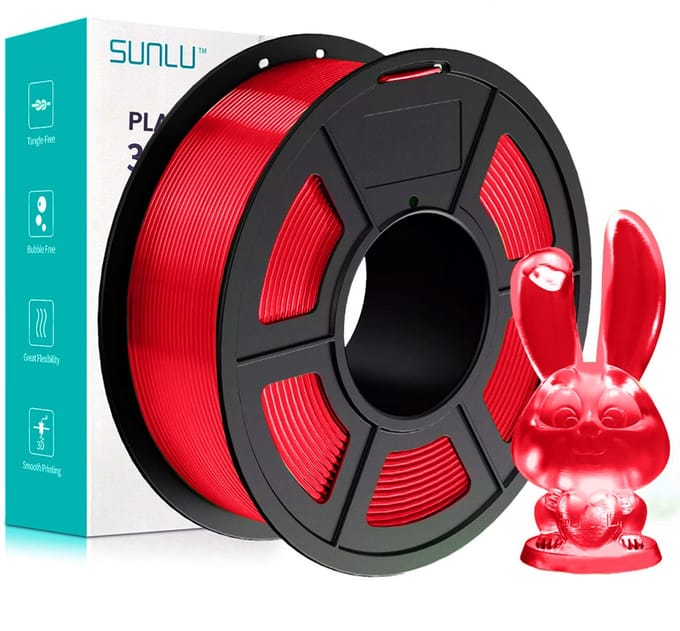 SUNLU PETG Rood transparant / Red 1 kg - 1.75mm - 3D printer filament
