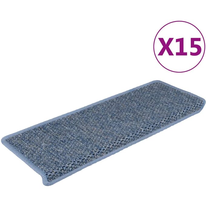 vidaXL - Trapmatten - zelfklevend - 15 - st - sisal-look - 65x21x4 - cm - blauw