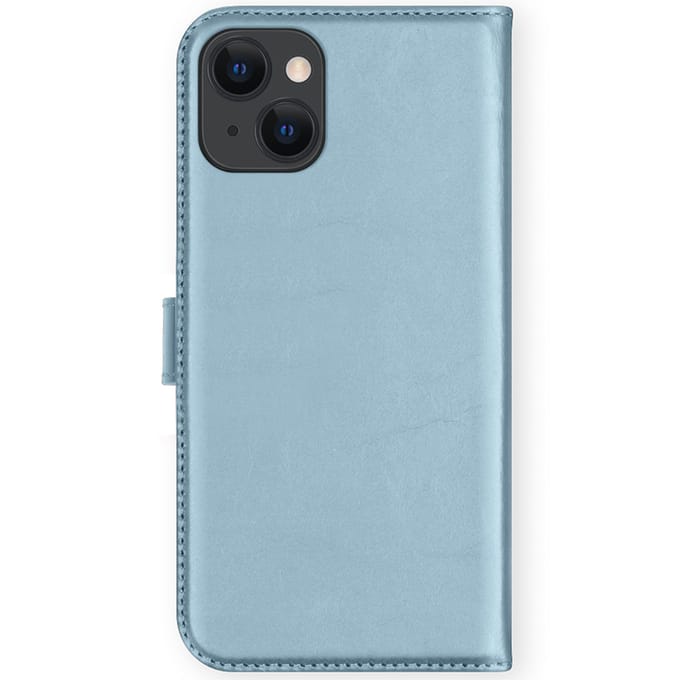 Selencia Hoesje - Geschikt voor Apple iPhone 13 Mini - Echt Lederen Bookcase - Air Blue