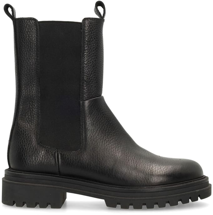 Manfield - Dames - Zwarte leren chelsea boots - Maat 42