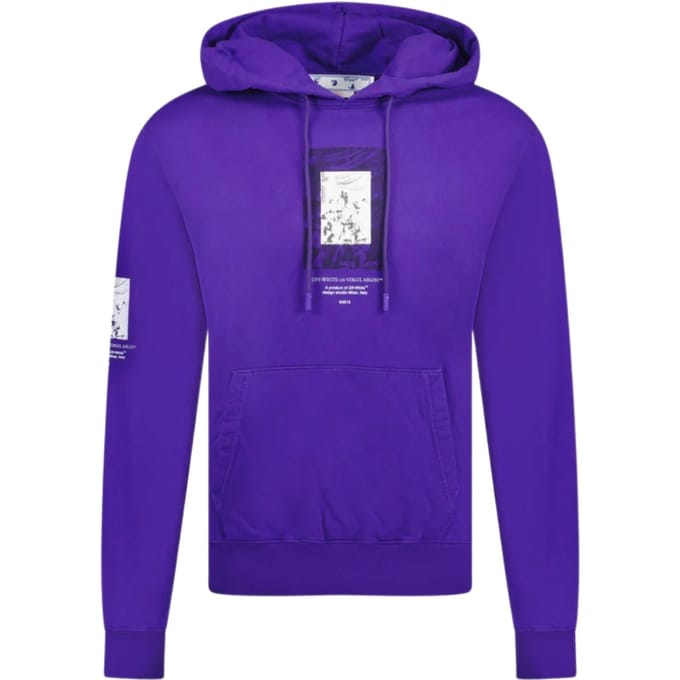 Gebroken witte verf spiegellogo slim-fit paarse hoodie