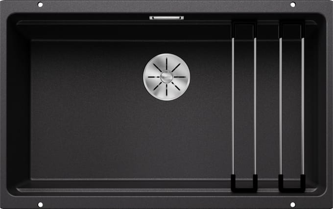 Silgranit spoelbak, 730x460 mm, met verschuifbare rails, antraciet