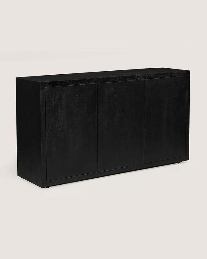 Dressoir 150 cm Mangohout – 3 Deuren – Zwart – Landelijk