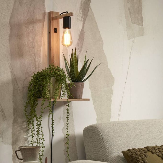 GOOD&MOJO Wandlamp Flores - Bamboe - 30x18x52cm - Binnen Bohemian