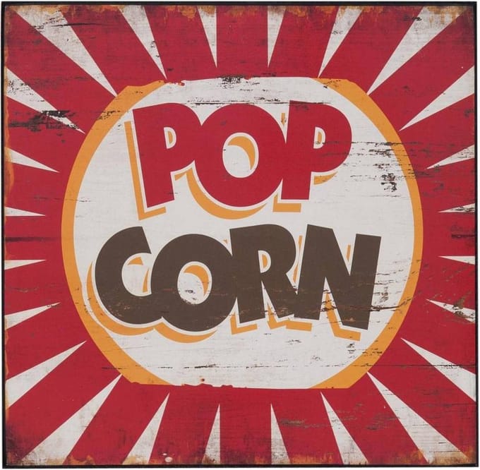 Popcorn Retro - Schilderij - 25 x 25 cm - hout - multi