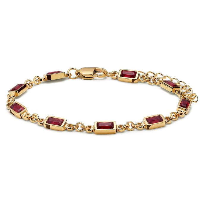 Prism | Vergulde armband met granaatrode stenen van kristalglas