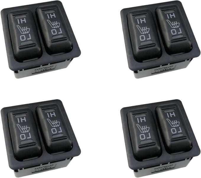 Stoelverwarming Knop - Schakelaar Bediening - Auto Interieur - Directe Vervanging - 4 Stuks - Zwart