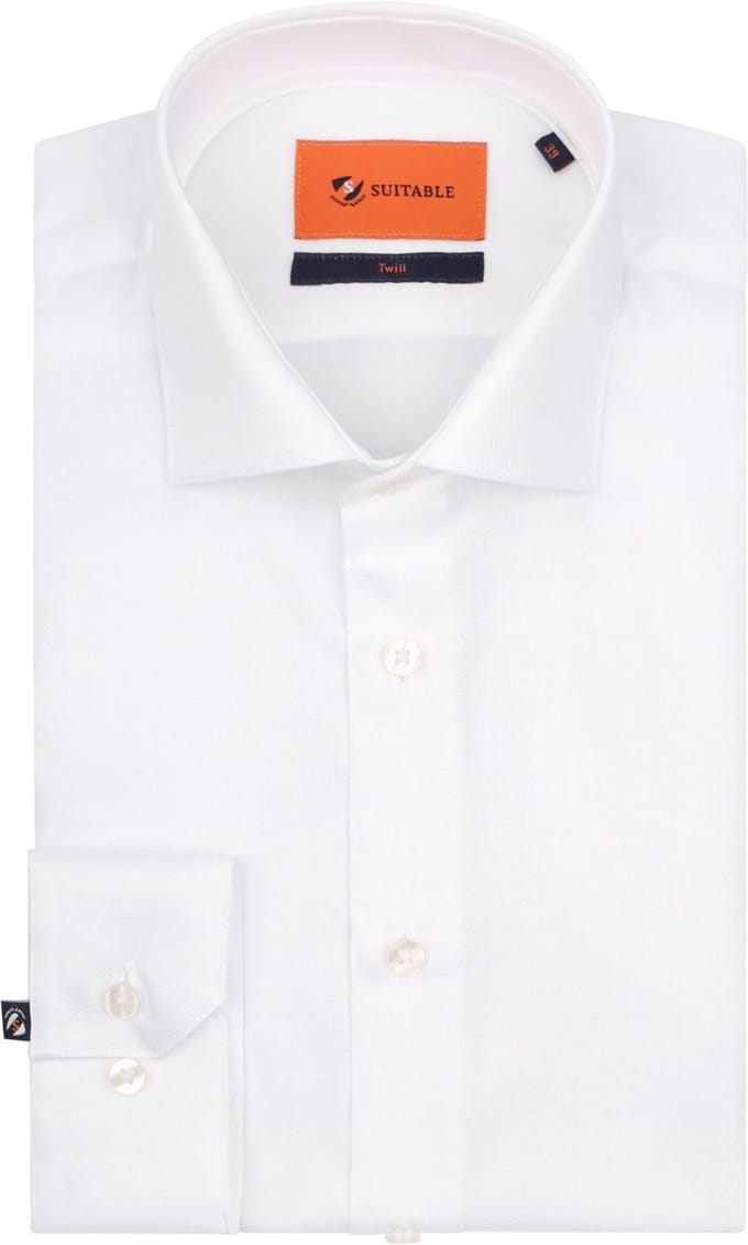 Suitable Wit Overhemd Slim Fit DR-01 - Maat 38 - Heren - Overhemden Formeel