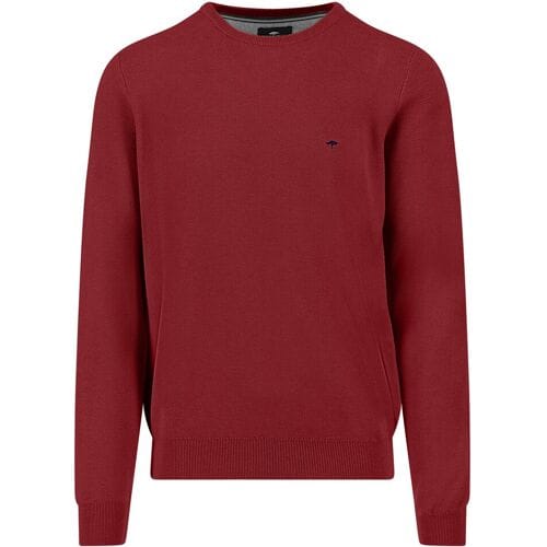 Fynch-Hatton Trui Fine Texture O-Neck Cotton Garnet Red / male